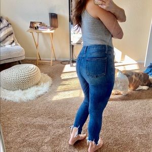 Just black denim Fringe ankle jeans